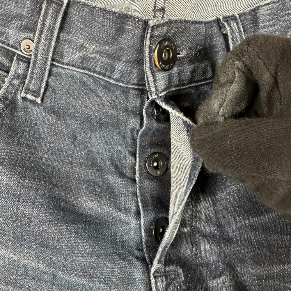 Hudson Blake Slim Straight Mens Distressed Dark Wash Jeans 31x32 Blue M275DND